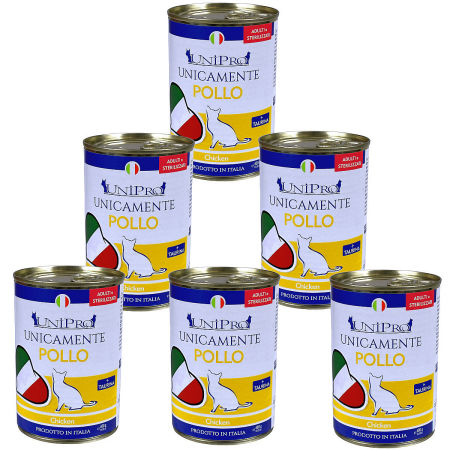 UniPro Unicamente karma dla kota sterylizowanego, monoproteinowa, monobiałkowa 400g kurczak - 100% mięsa, bez podrobów, dla alergików ZESTAW 6*400g - UniPro zdjęcie 1