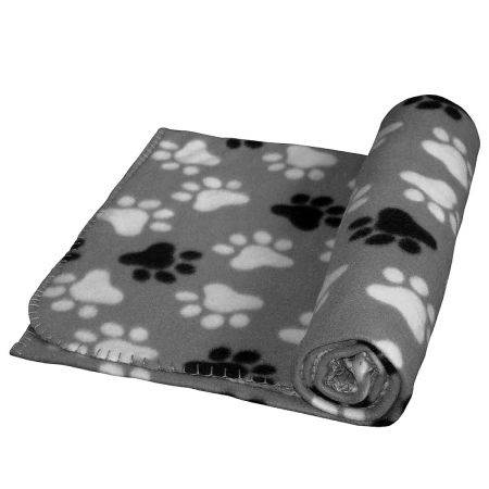 Miękki, polarowy koc Nobby "PIPPA" dla psa lub kota 70x100cm - szary z wzorem w łapy  - Nobby zdjęcie 1