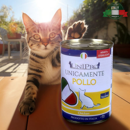 UniPro Unicamente karma dla kota sterylizowanego, monoproteinowa, monobiałkowa 400g kurczak - 100% mięsa, bez podrobów, dla alergików ZESTAW 6*400g - UniPro zdjęcie 2