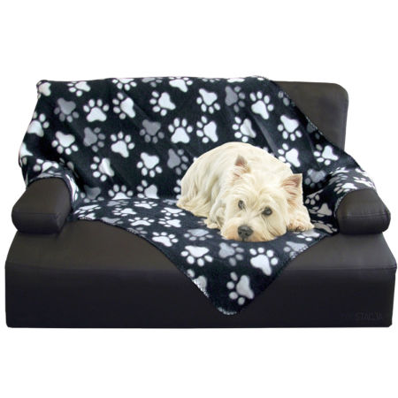 Miękki, polarowy koc Nobby "PIPPA" dla psa lub kota 70x100cm - czarny z wzorem w łapy  - Nobby zdjęcie 2