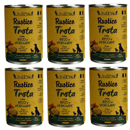 UniPro Rustico karma dla psa 400g pstrąg z ryżem i warzywami ZESTAW 6*400g - UniPro zdjęcie 1