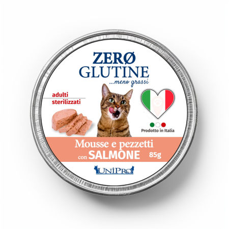 UniPro Unicamente Glutine Zero - bezglutenowa karma dla kota sterylizowanego 85g kawałki łososia w musie - UniPro zdjęcie 1