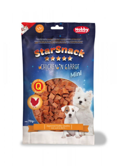 Przysmak dla psa Starsnack Soft Chicken and Carrot Nobby 70g - mini miękkie kwadraciki z kurczakiem i marchewką - Nobby zdjęcie 1