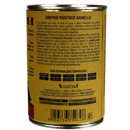UniPro Rustico karma dla psa 400g jagnięcina z jęczmieniem i orkiszem zestaw 6*400g zdjęcie 3