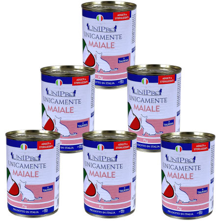 UniPro Unicamente karma dla kota sterylizowanego, monoproteinowa, monobiałkowa 400g wieprzowina - 100% mięsa, bez podrobów, dla alergików ZESTAW 6*400g - UniPro zdjęcie 1