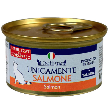 UniPro Unicamente karma dla kota sterylizowanego monoproteinowa, monobiałkowa 85g łosoś - 100% mięsa, bez podrobów, dla alergików - UniPro zdjęcie 1