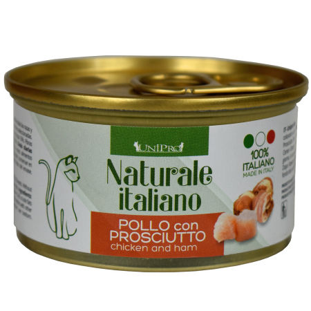 UniPro Unicamente Naturale Italiano karma dla kota 85g kurczak z prosciutto (szynka) w sosie własnym - UniPro zdjęcie 2