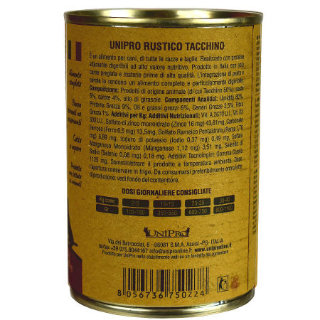 UniPro Rustico karma dla psa 400g indyk z makaronem i marchewką ZESTAW 6*400g - UniPro zdjęcie 3