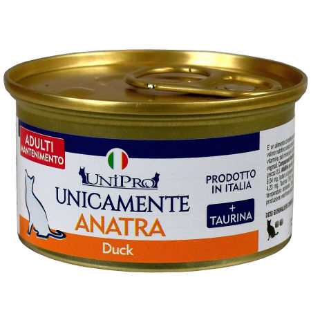 UniPro Unicamente karma dla kota dorosłego monoproteinowa, monobiałkowa 85g kaczka - 100% mięsa, bez podrobów, dla alergików - UniPro zdjęcie 1
