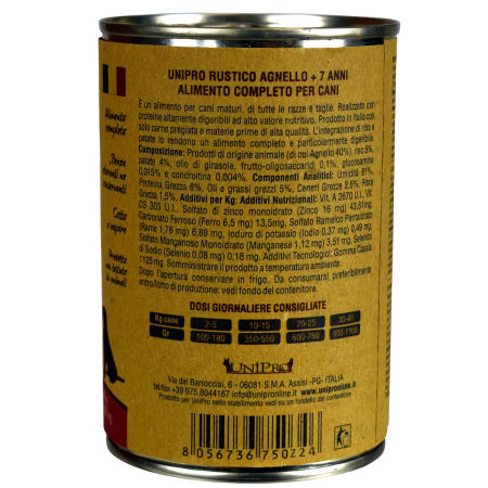 UniPro Rustico karma dla psa starszego, seniora, +7 400g jagnięcina z ryżem i ziemniakami ZESTAW 6*400g - UniPro zdjęcie 3