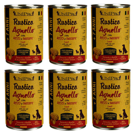 UniPro Rustico karma dla psa starszego, seniora, +7 400g jagnięcina z ryżem i ziemniakami ZESTAW 6*400g - UniPro zdjęcie 1