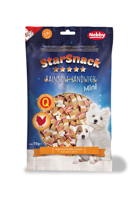 Przysmak dla psa Starsnack Soft Chicken Rainbow Samdwich Nobby 70g - mini miękkie kanapeczki z kurczakiem i rybą - Nobby zdjęcie 1